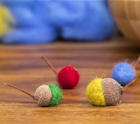 Bunte Filzeicheln – Herbstdeko mal anders